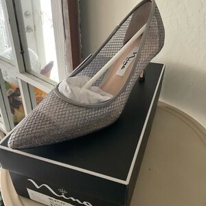 Nina Silver Mesh Heels